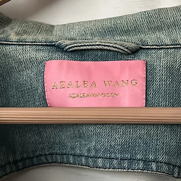 Azalea Wang Light Blue Denim Jean Faux Fur Sleeves Jacket Coat **Size L** 🌺🌺 - Picture 5 of 5